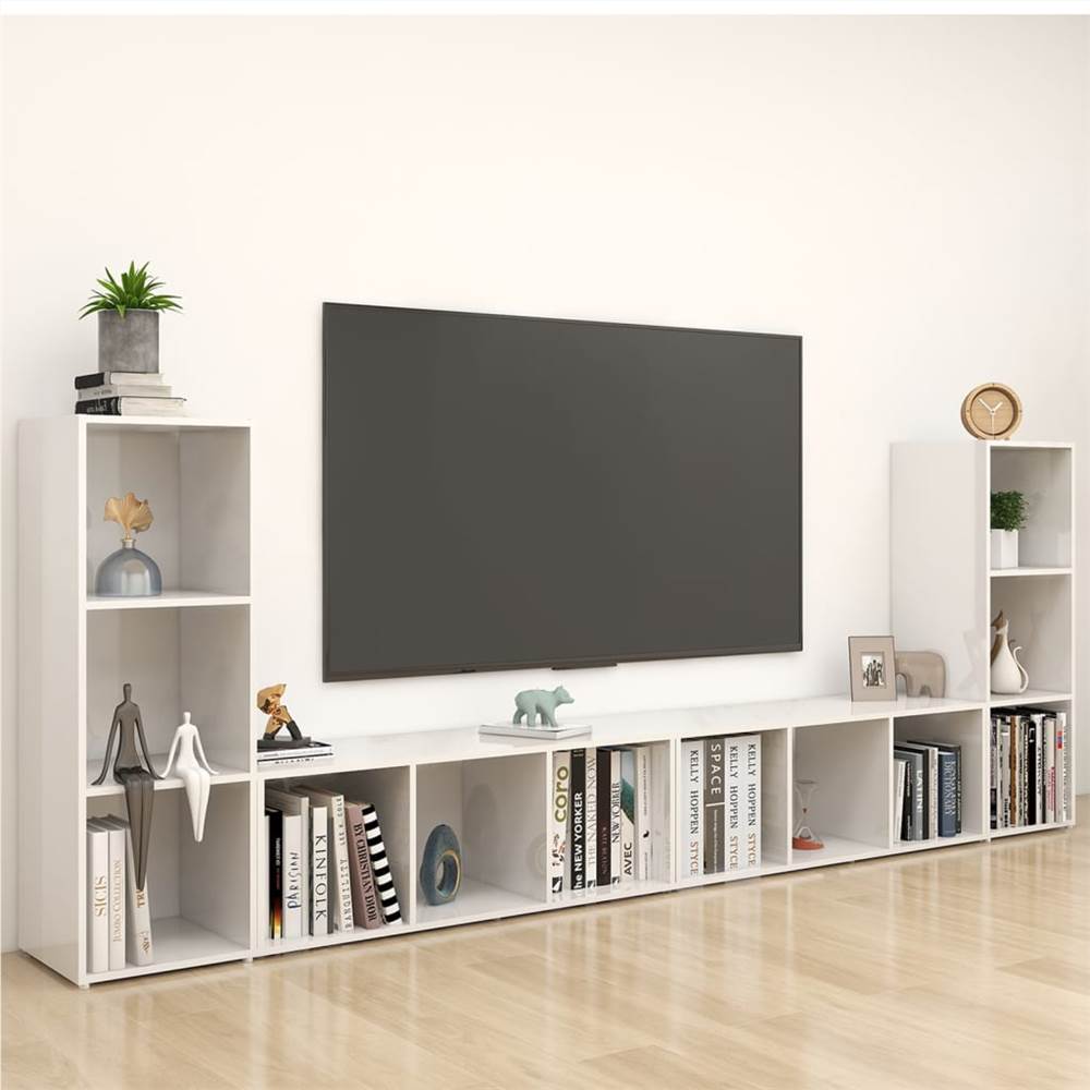 

TV Cabinets 4 pcs High Gloss White 107x35x37 cm Chipboard