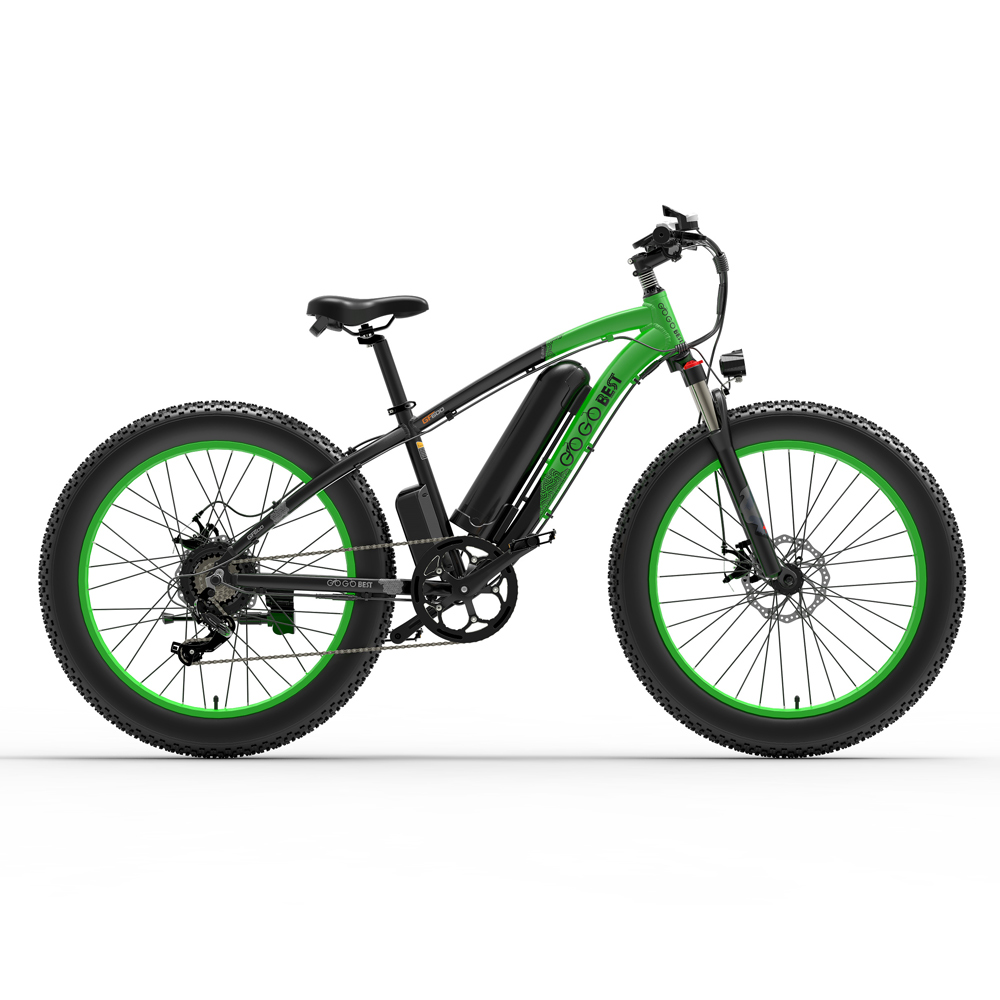GOGOBEST GF600 Electric Bike 48V 13Ah Battery 1000W Motor 26x4.0 inch Fat Tire Aluminum Alloy Frame Shimano 7-speed Shift Max Speed 40km/h 110KM Power-assisted mileage Range LCD Display IP54 Waterproof - Black Green