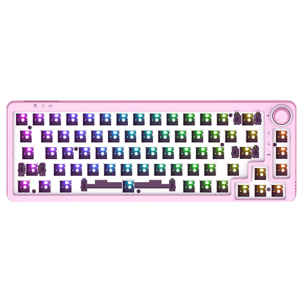 

ACGAM KF068 68keys Gaming Mechanical Keyboard Customized Kit Hot-Swappable 3 Modes Built-in 2400mAh Lithium Battery Compatible 3/5 Pins Switches - Pink