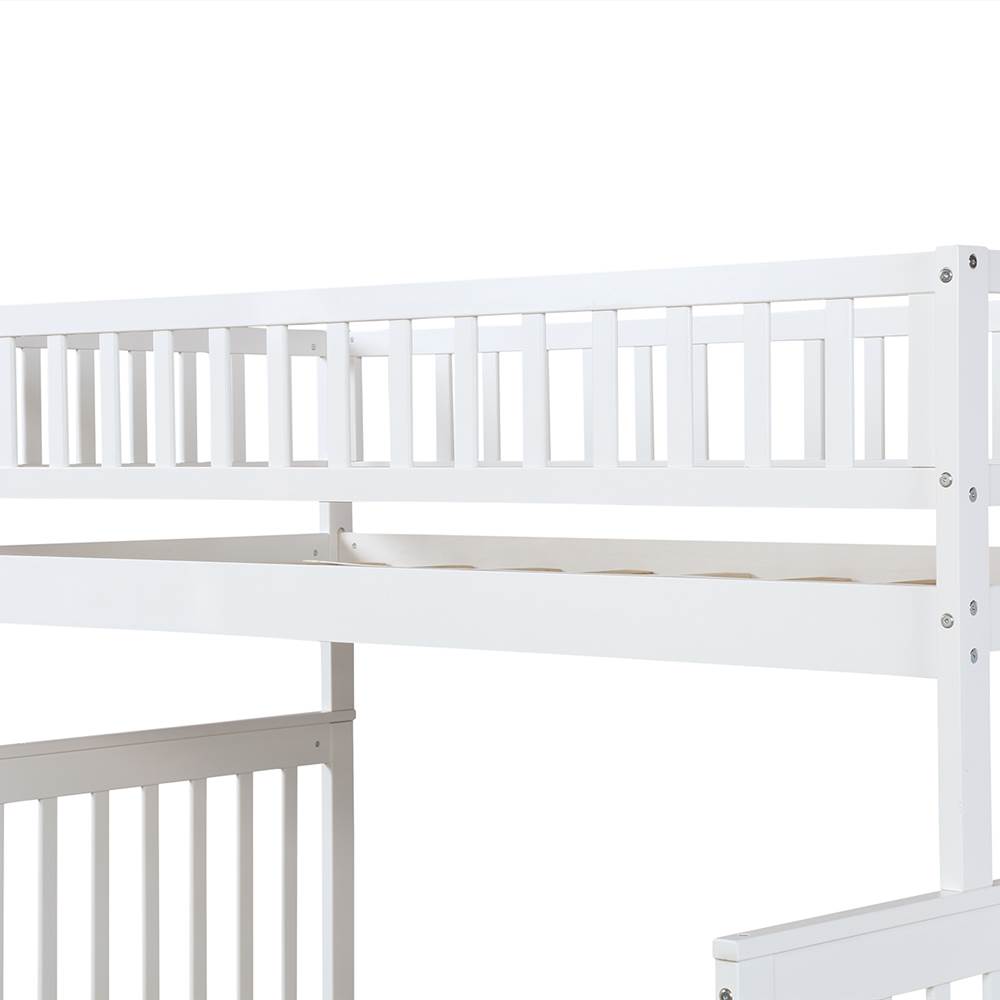 Twin over Full Stairway Bunk Bed with storage, white