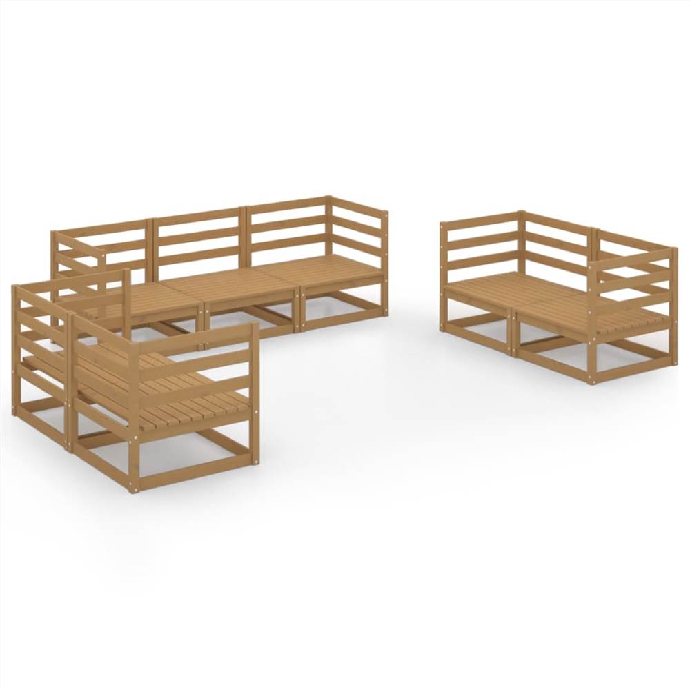 

7 Piece Garden Lounge Set Honey Brown Solid Pinewood