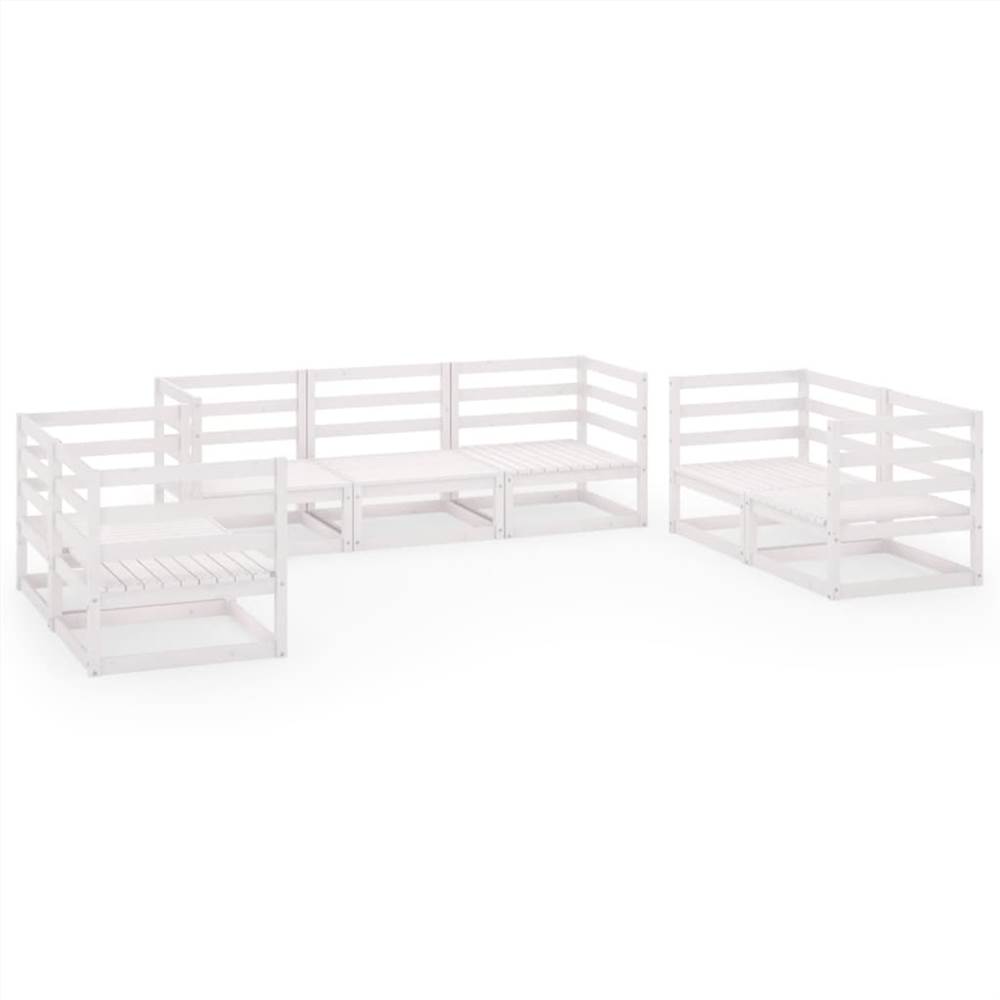 

7 Piece Garden Lounge Set White Solid Pinewood