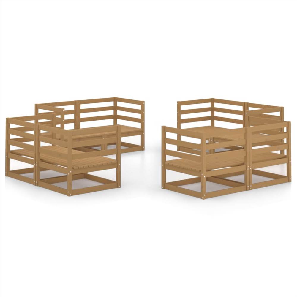 

8 Piece Garden Lounge Set Honey Brown Solid Pinewood