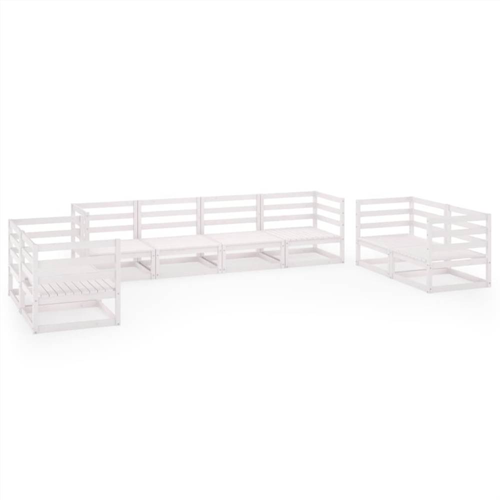 

8 Piece Garden Lounge Set White Solid Pinewood