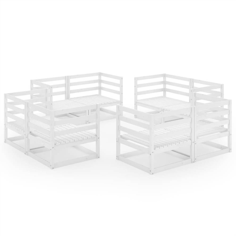 

8 Piece Garden Lounge Set White Solid Pinewood
