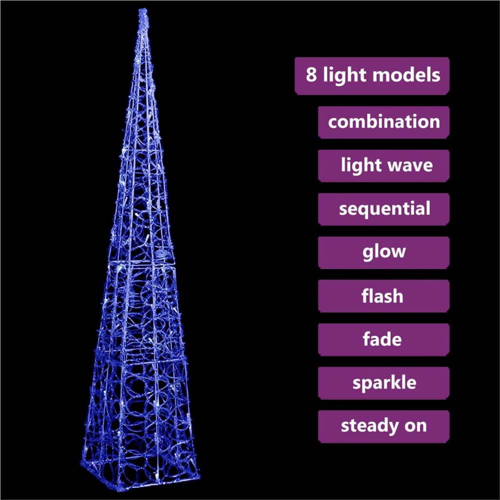 Acrylic Decorative Round LED Light Cone Blue 120 cm