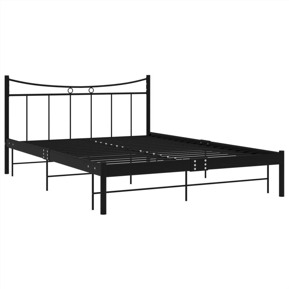 Bed Frame Black Metal and Plywood 140x200 cm