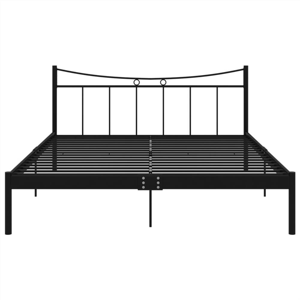 Bed Frame Black Metal and Plywood 160x200 cm