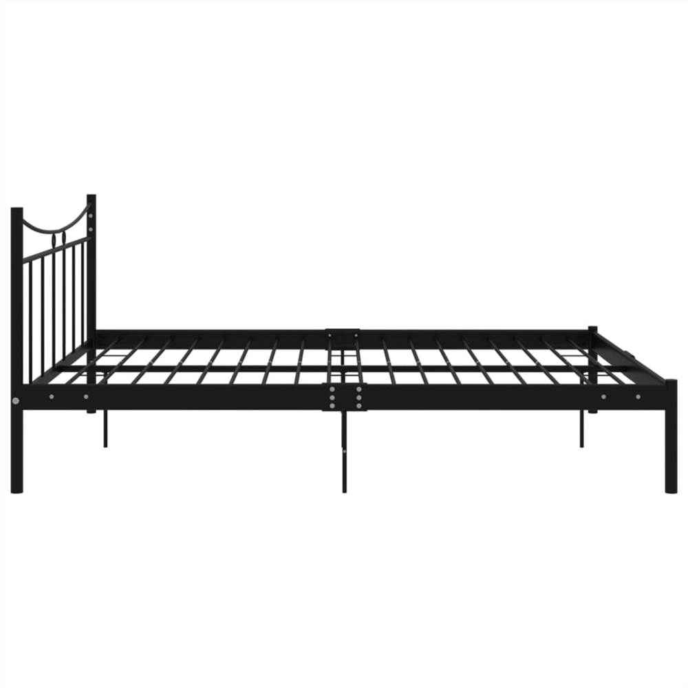 Bed Frame Black Metal and Plywood 160x200 cm