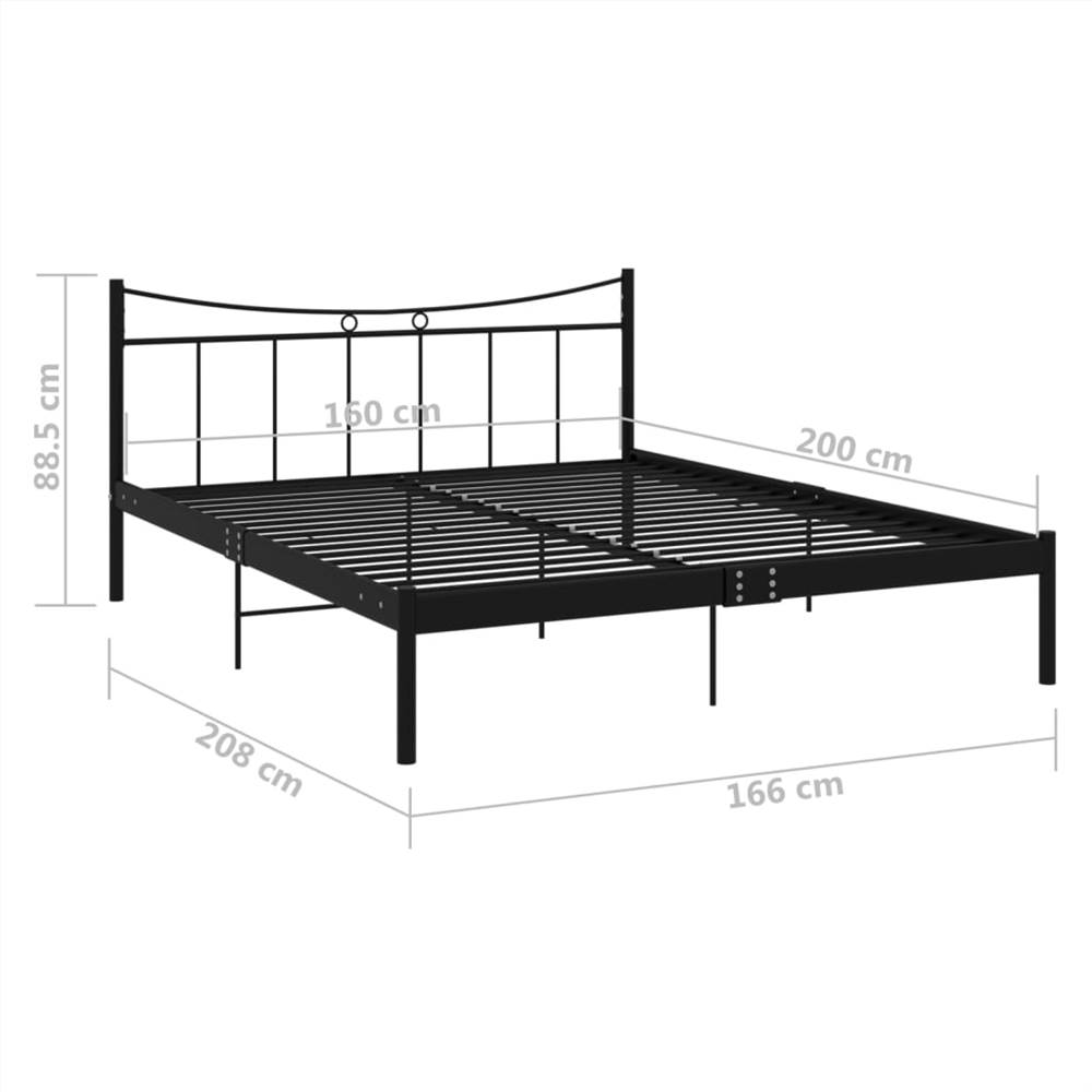 Bed Frame Black Metal and Plywood 160x200 cm