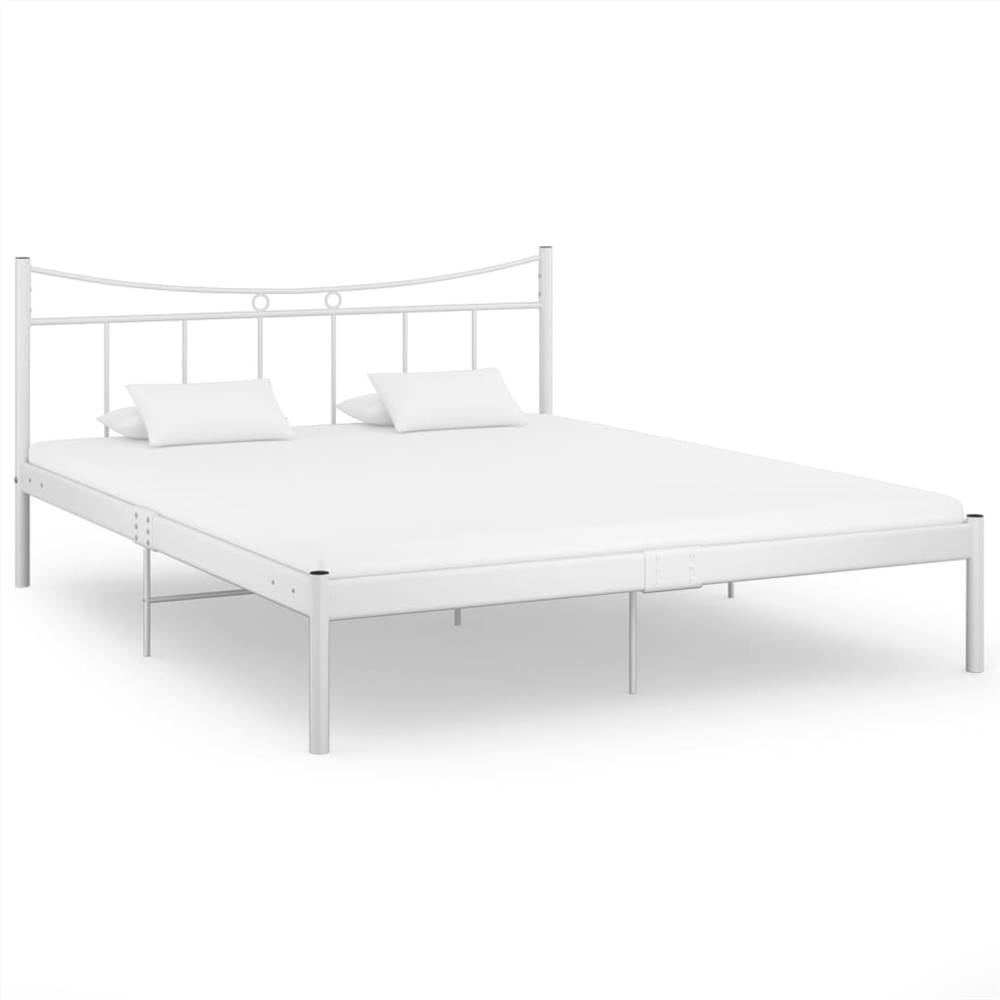 

Bed Frame White Metal and Plywood 160x200 cm