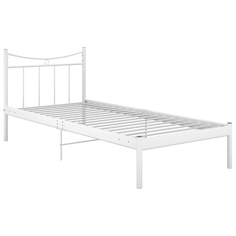 Bed Frame White Metal and Plywood 90x200 cm