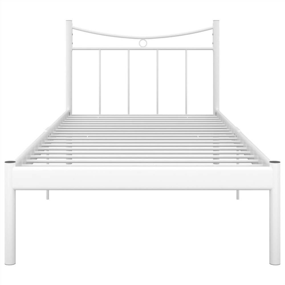 Bed Frame White Metal and Plywood 90x200 cm