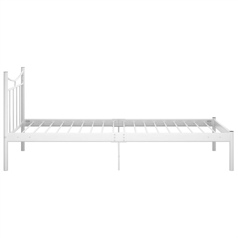 Bed Frame White Metal and Plywood 90x200 cm