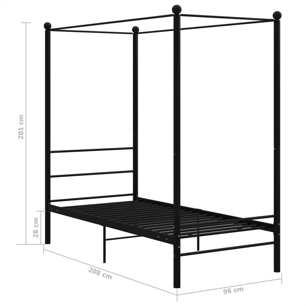 Canopy Bed Frame Black Metal 90x200 cm
