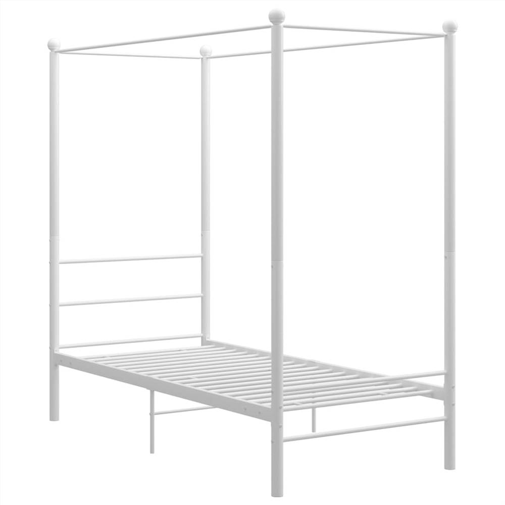 Canopy Bed Frame White Metal 90x200 cm