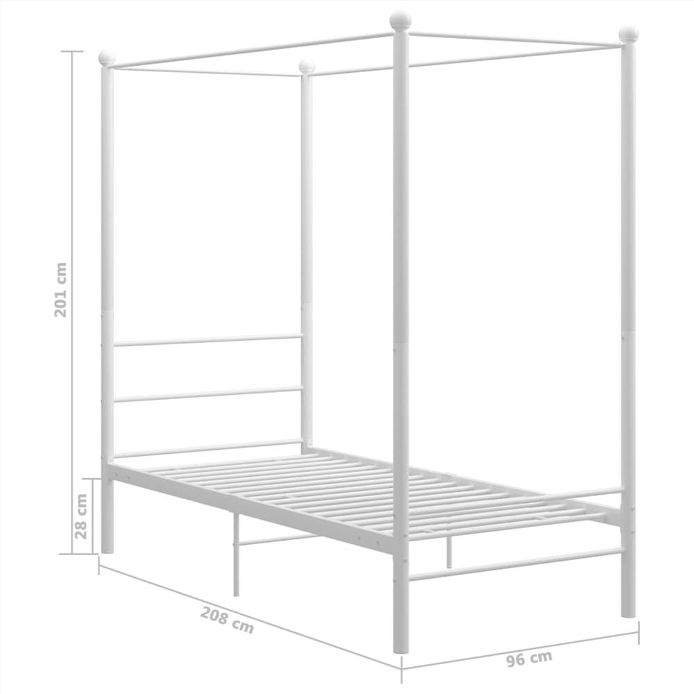 Canopy Bed Frame White Metal 90x200 cm