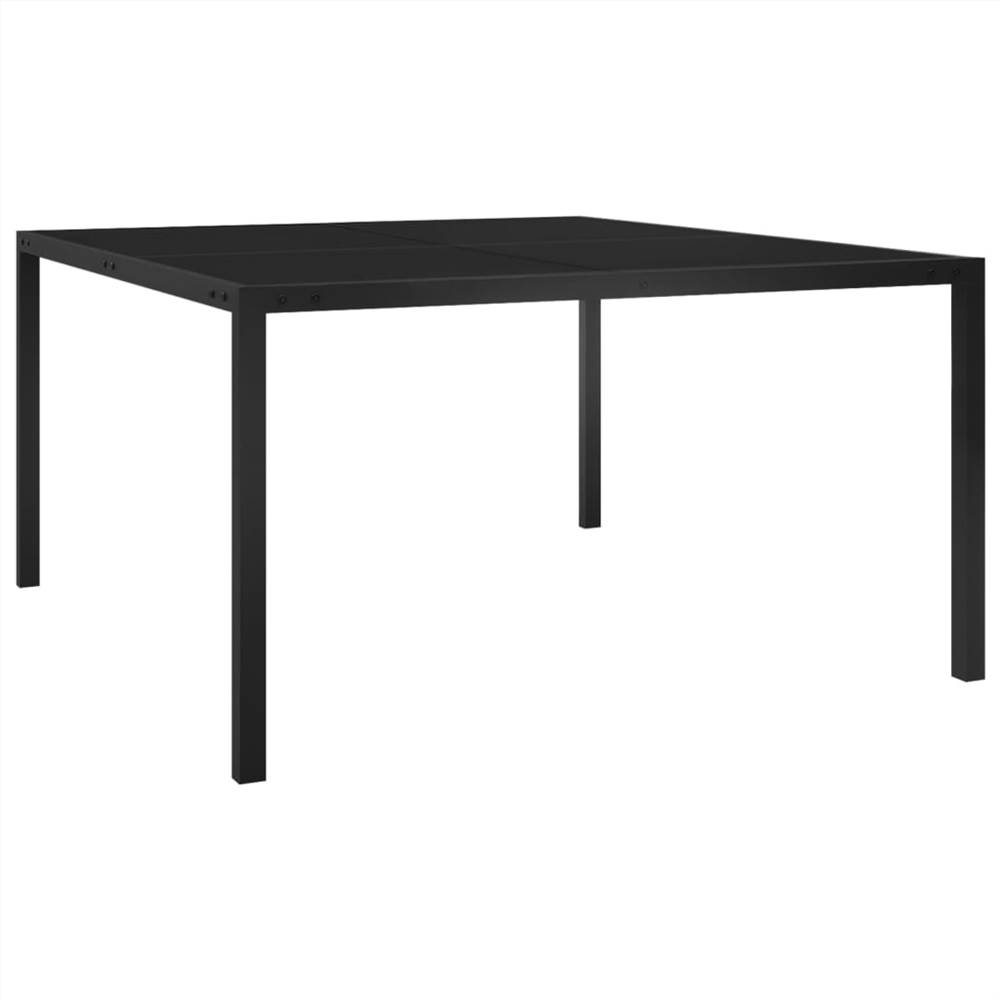 

Garden Table 130x130x72 cm Black Steel and Glass