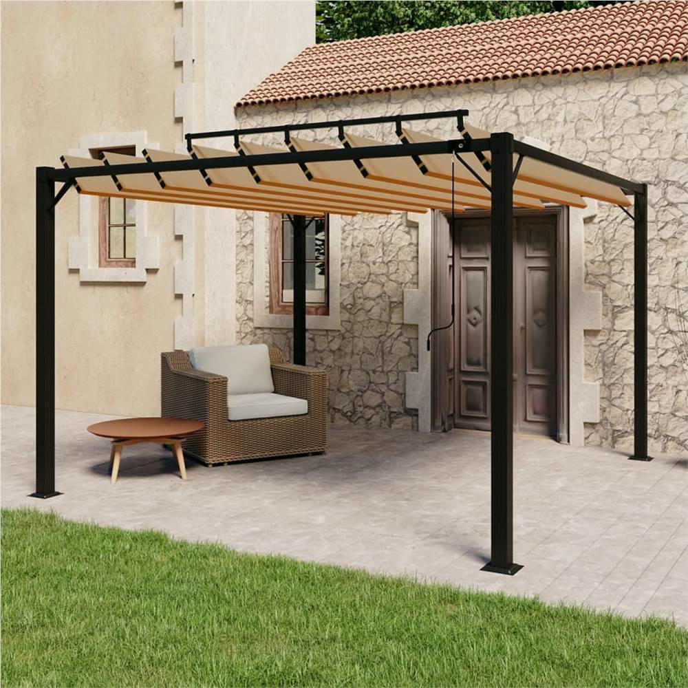 Gazebo with Louvered Roof 3x3 m Taupe Fabric and Aluminium