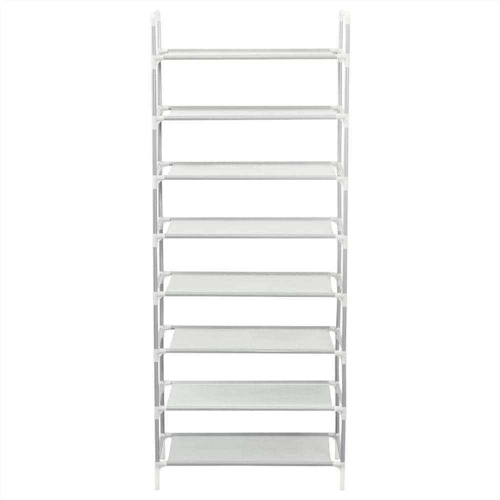 Shoe Rack with 8 Shelves Metal and Non-woven Fabric Silver