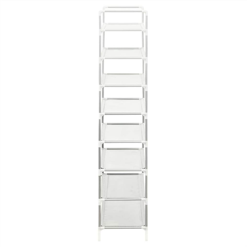 Shoe Rack with 8 Shelves Metal and Non-woven Fabric Silver