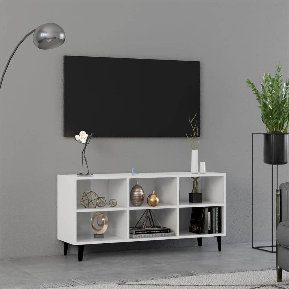 

TV Cabinet with Metal Legs High Gloss White 103.5x30x50 cm