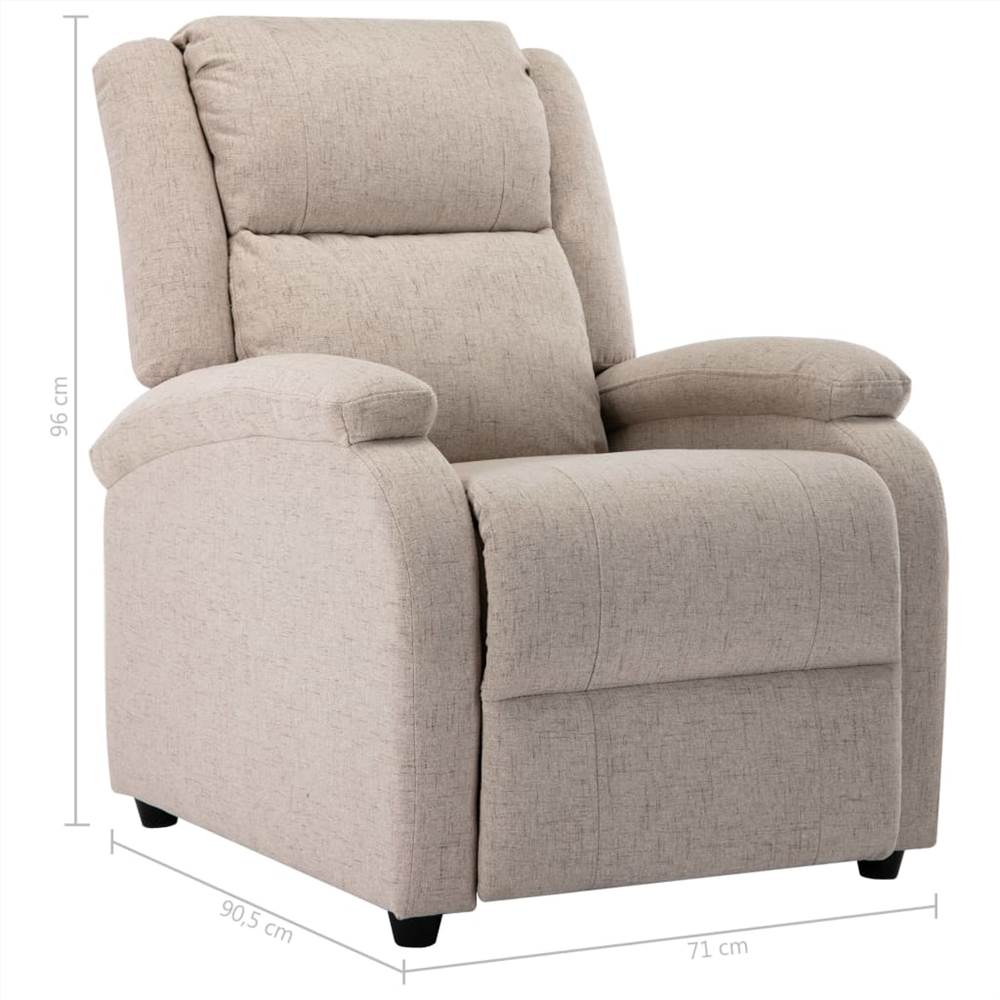 TV Recliner Chair Cream Fabric