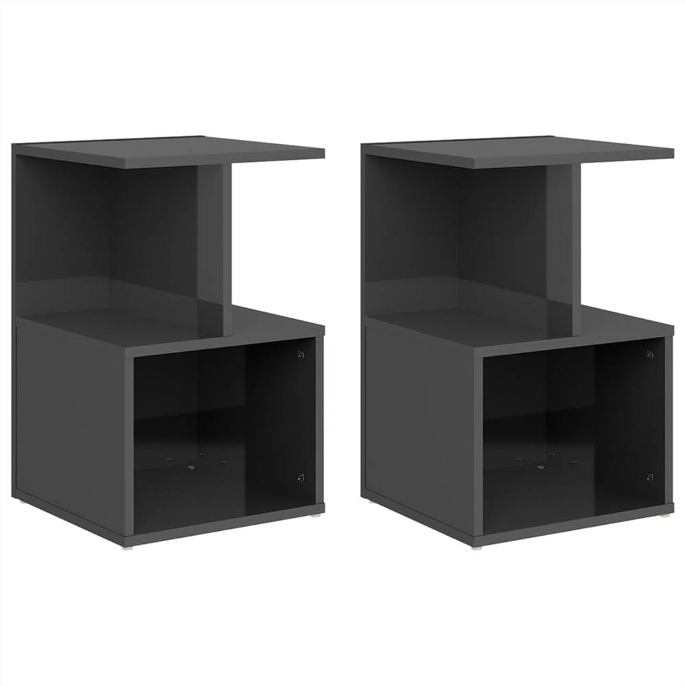 

Bedside Cabinets 2 pcs High Gloss Grey 35x35x55 cm Chipboard