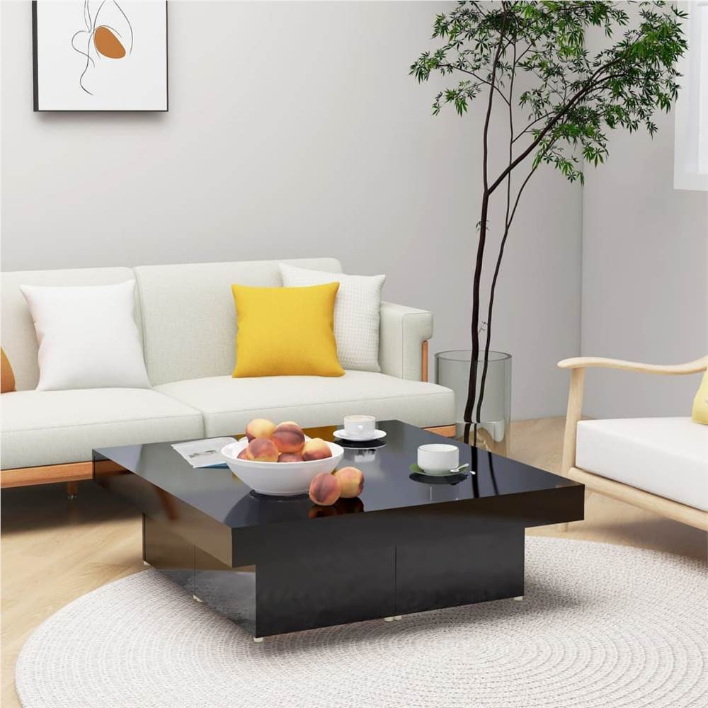 

Coffee Table High Gloss Black 90x90x28 cm Chipboard