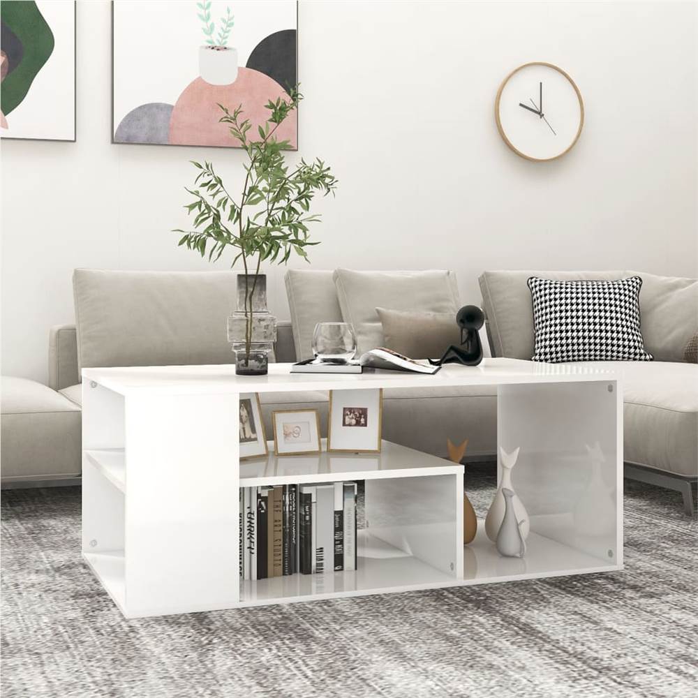 

Coffee Table High Gloss White 100x50x40 cm Chipboard