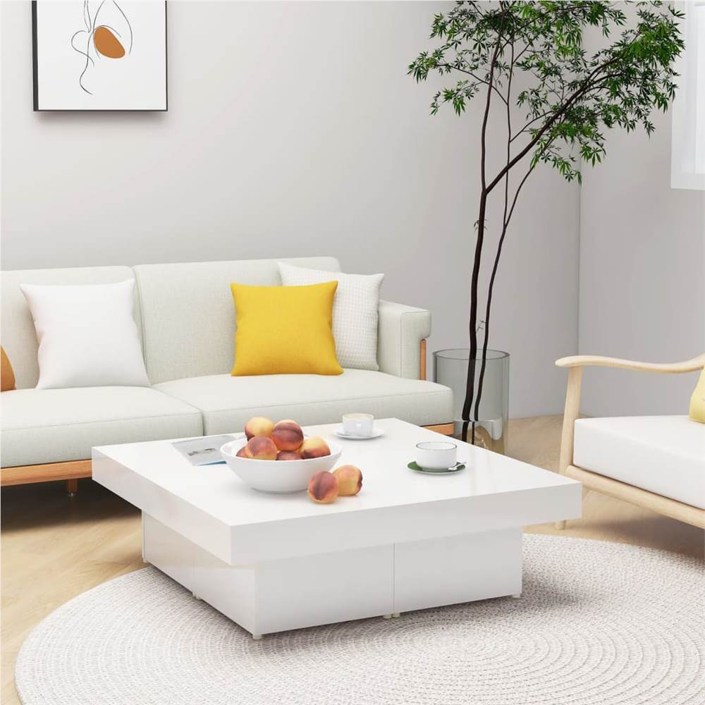 

Coffee Table High Gloss White 90x90x28 cm Chipboard