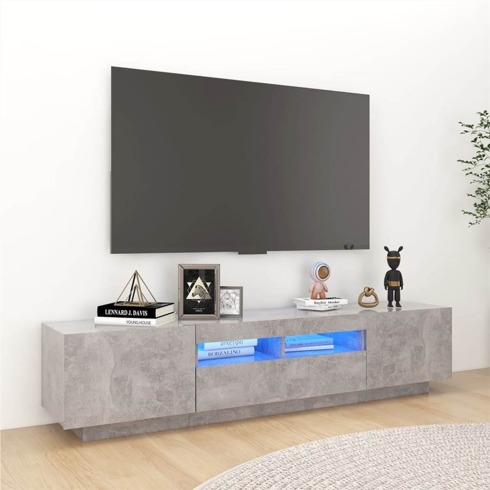 

TV Cabinet with LED Lights Concrete Grey 180x35x40 cm