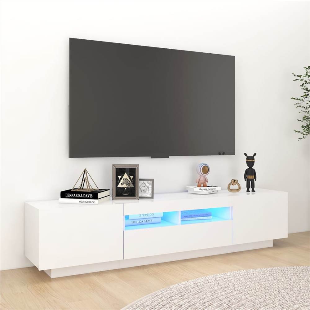 TV Cabinet with LED Lights White 180x35x40 cm