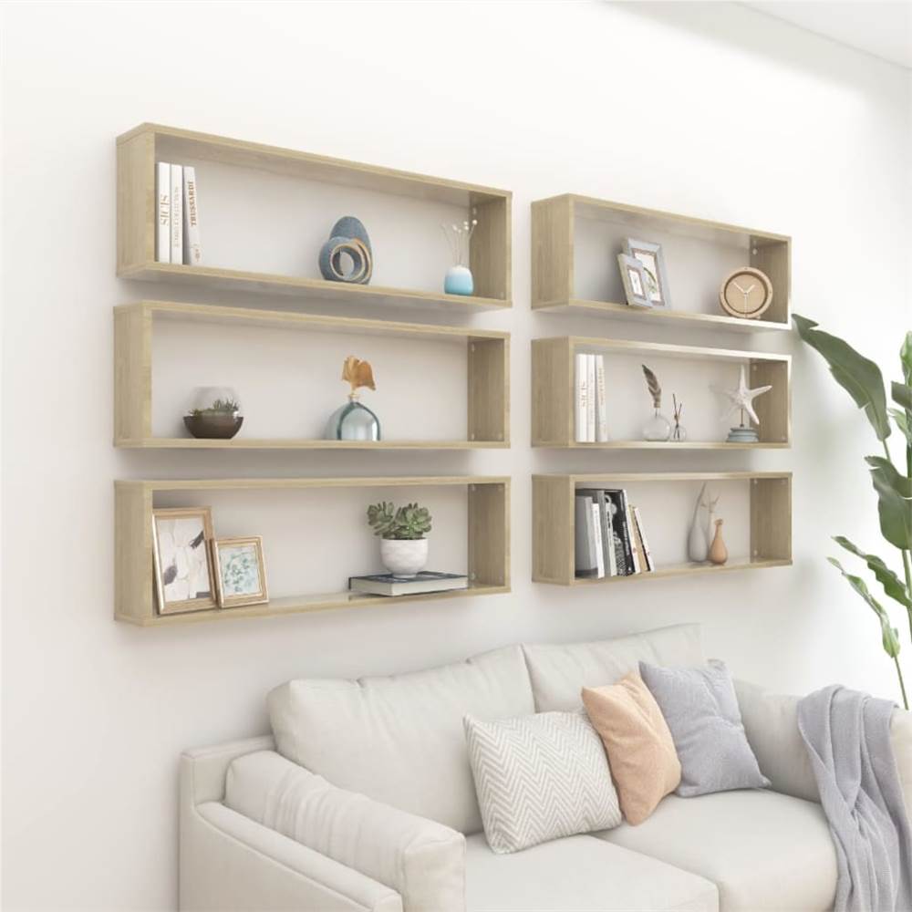 

Wall Cube Shelves 6 pcs Sonoma Oak 100x15x30 cm Chipboard