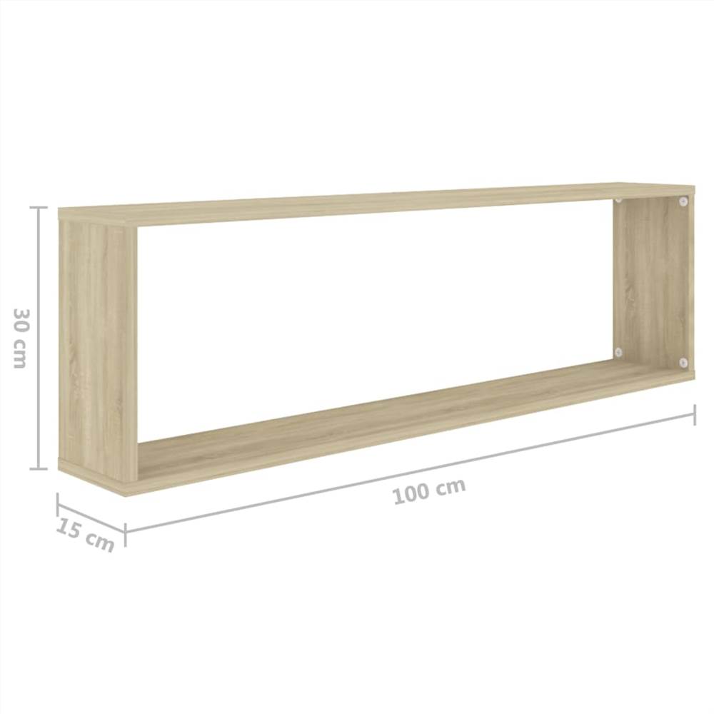Wall Cube Shelves 6 pcs White&Sonoma Oak 100x15x30 cm Chipboard