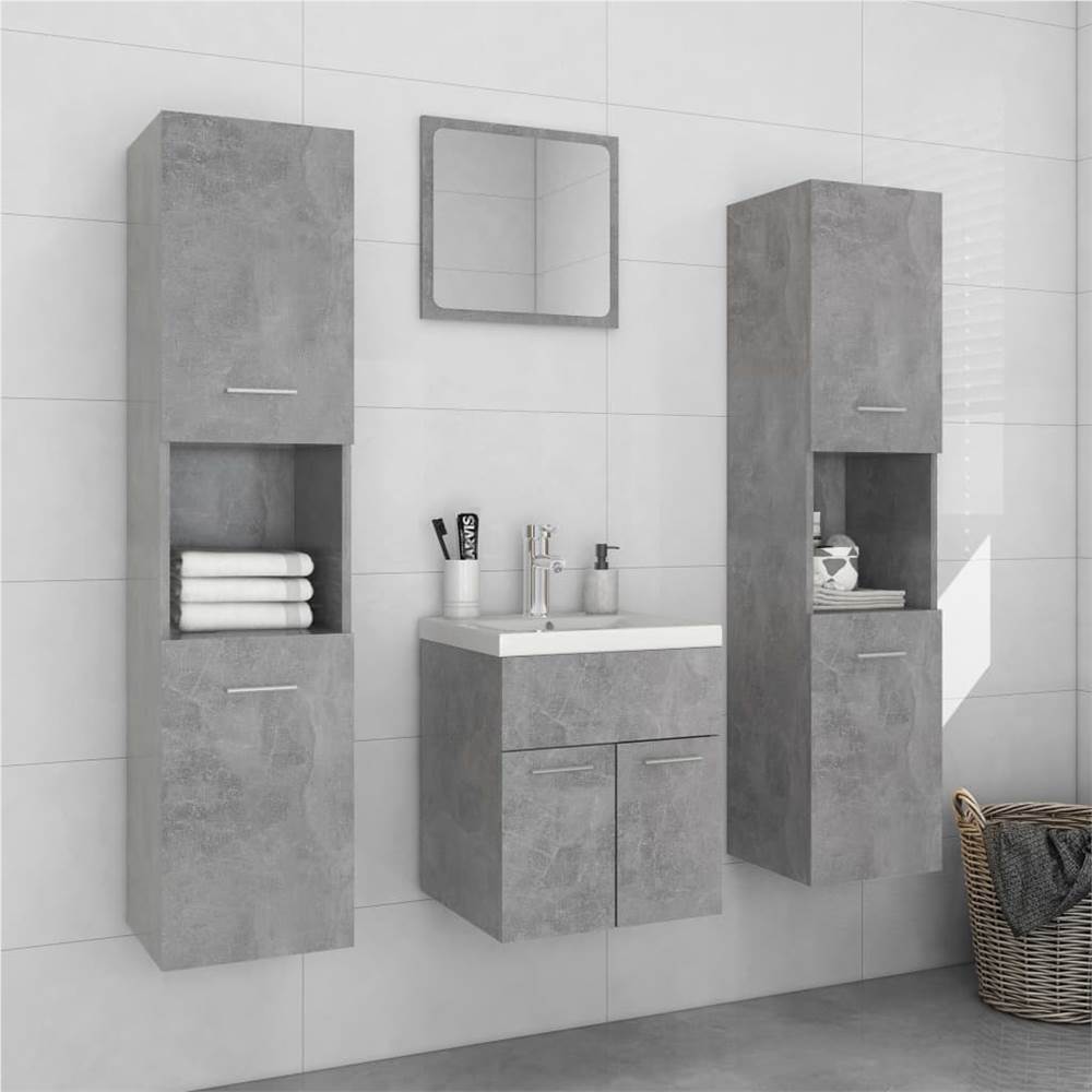 

Bathroom Furniture Set Concrete Grey Chipboard