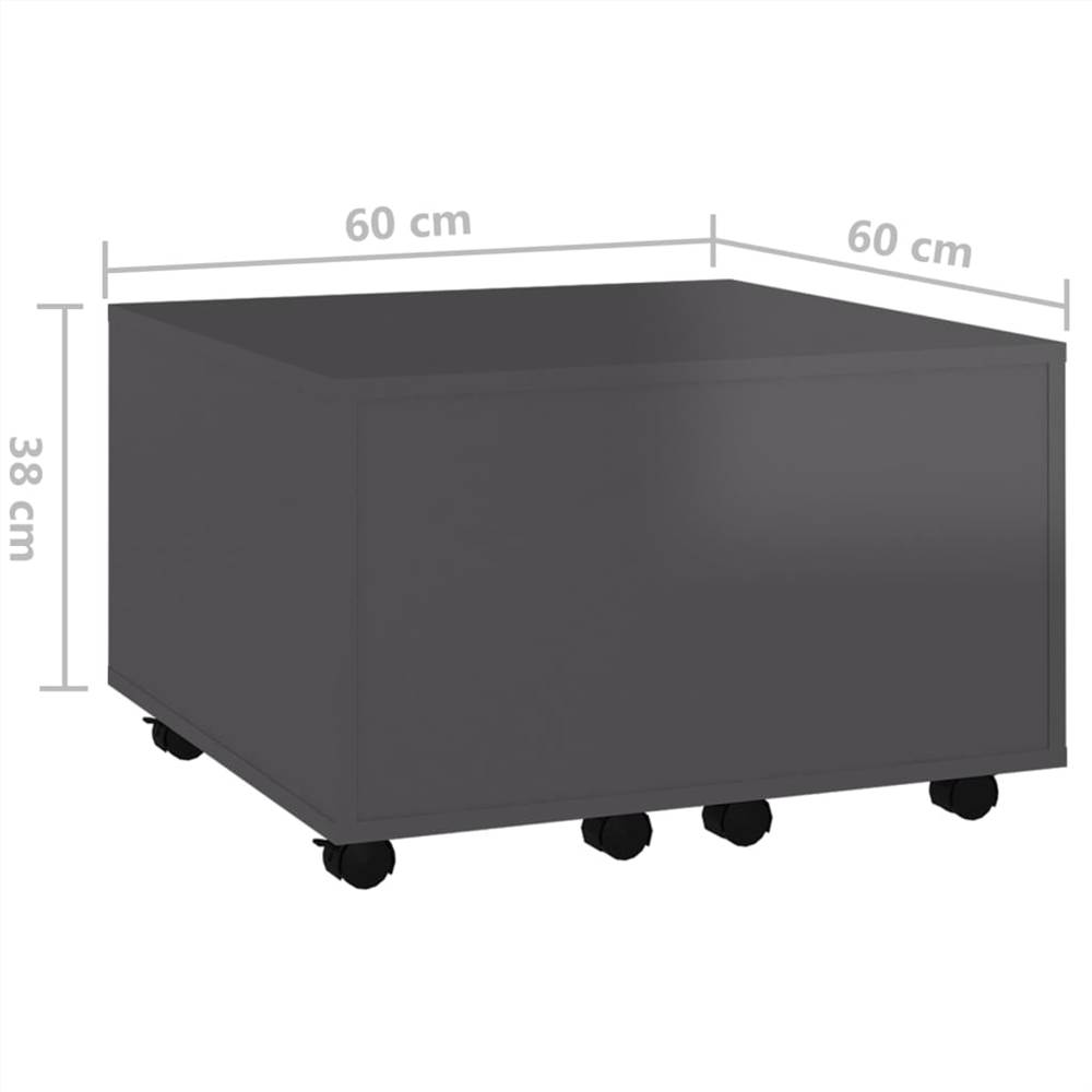 Coffee Table High Gloss Grey 60x60x38 cm Chipboard