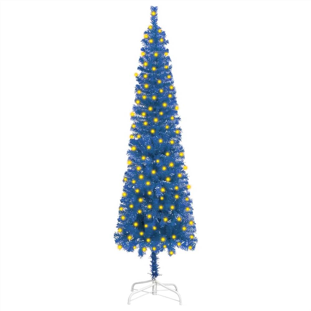Slim Christmas Tree with LEDs Blue 240 cm