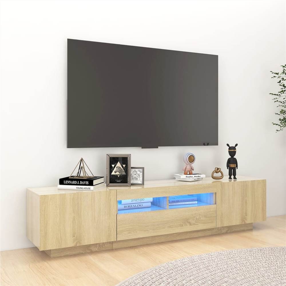 TV Cabinet with LED Lights Sonoma Oak 180x35x40 cm