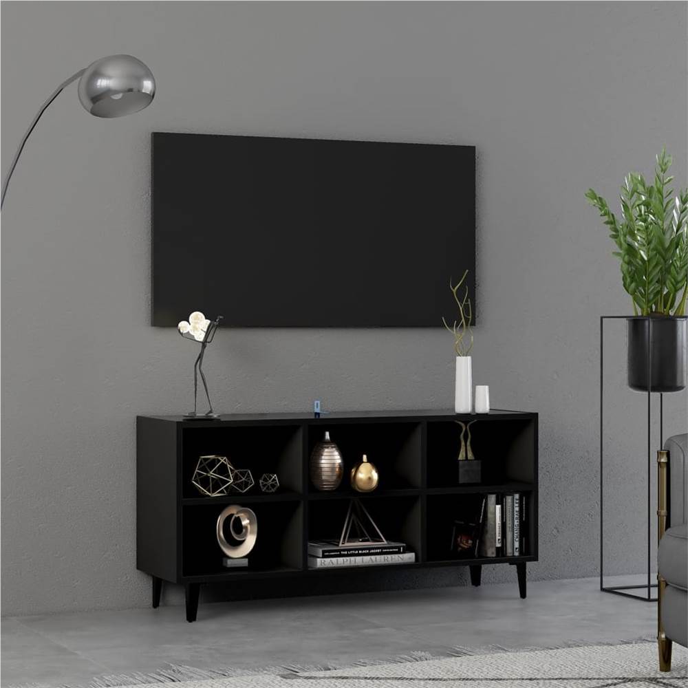 Mueble TV con patas metálicas Negro 103.5x30x50 cm