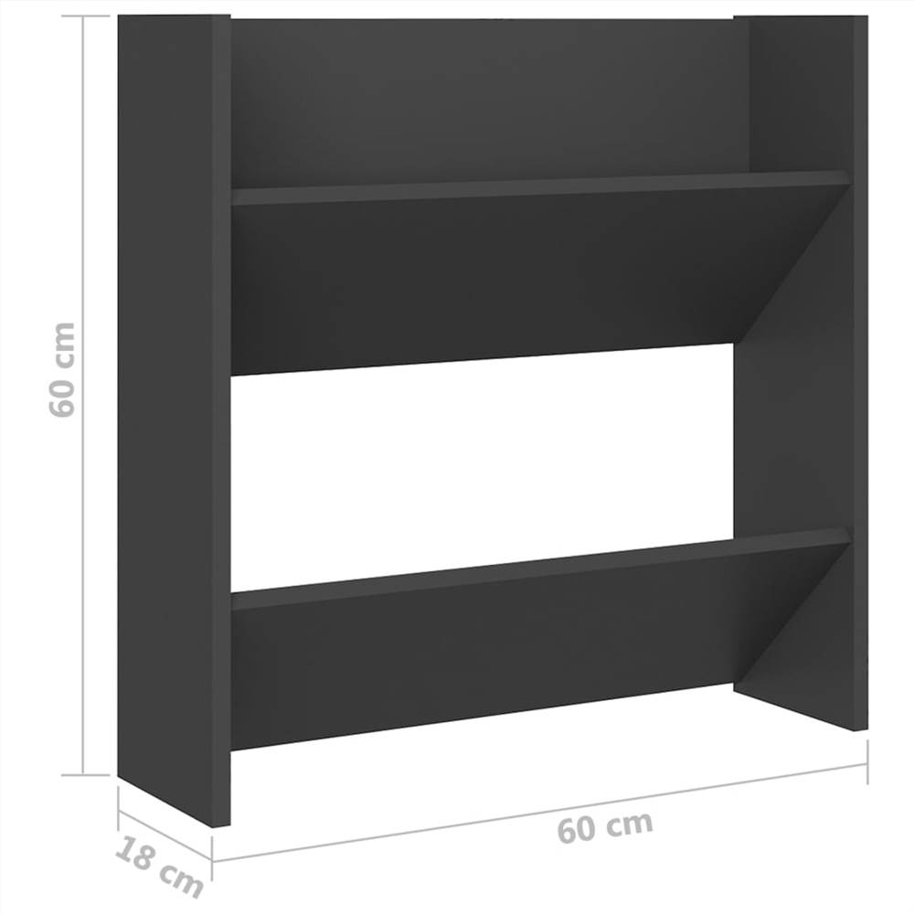 Wall Shoe Cabinet Grey 60x18x60 cm Chipboard