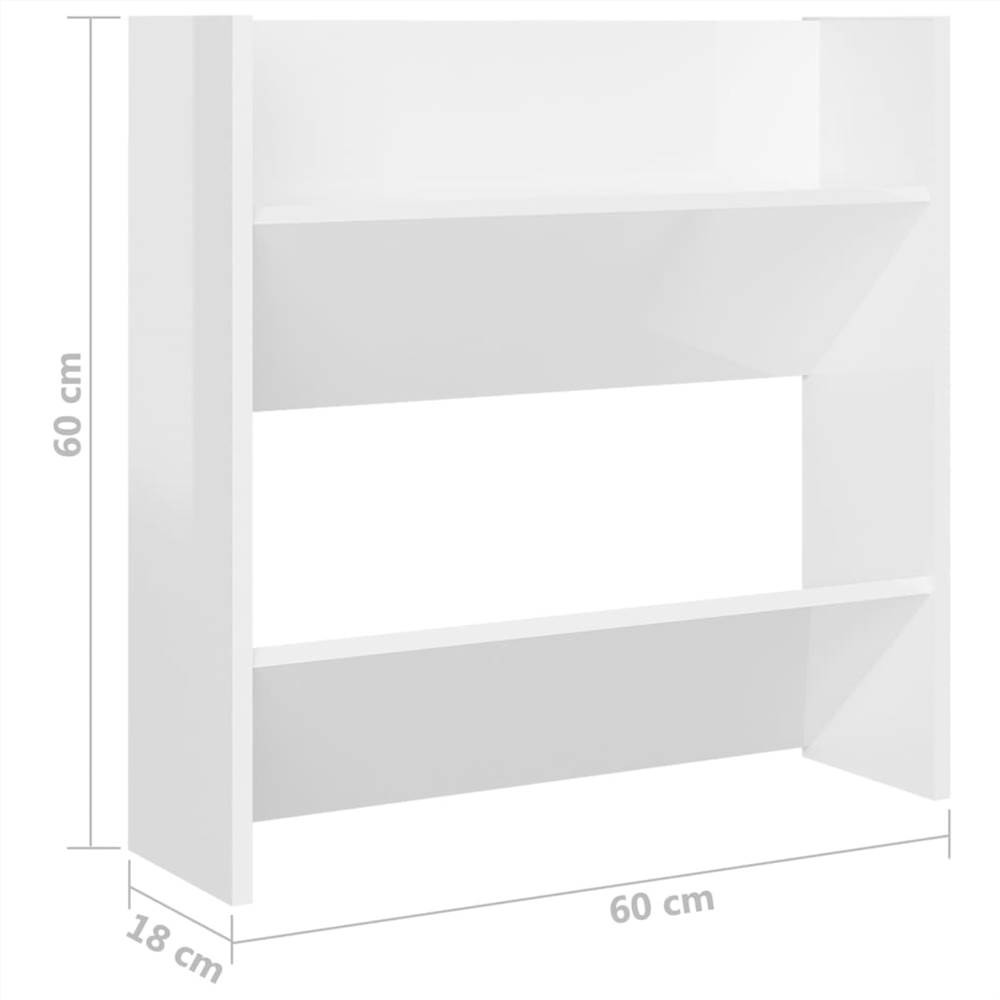 Wall Shoe Cabinet High Gloss White 60x18x60 cm Chipboard