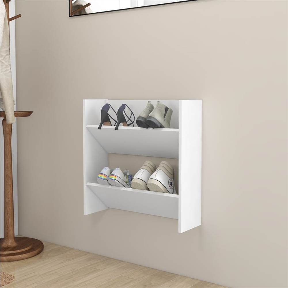خزانة أحذية حائط أبيض 60x18x60 سم خشب مضغوط