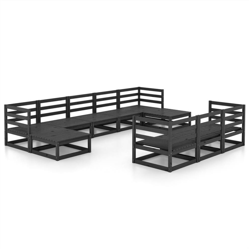 

10 Piece Garden Lounge Set Solid Pinewood