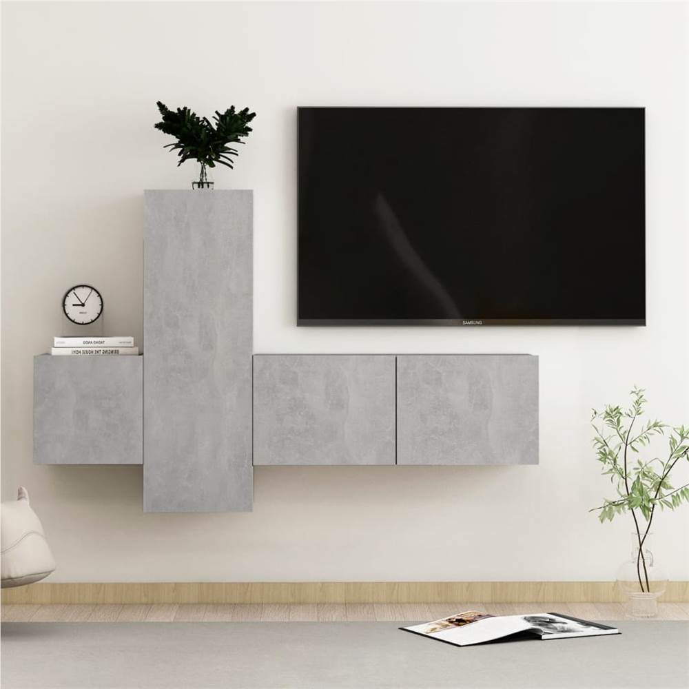 

3 Piece TV Cabinet Set Concrete Grey Chipboard