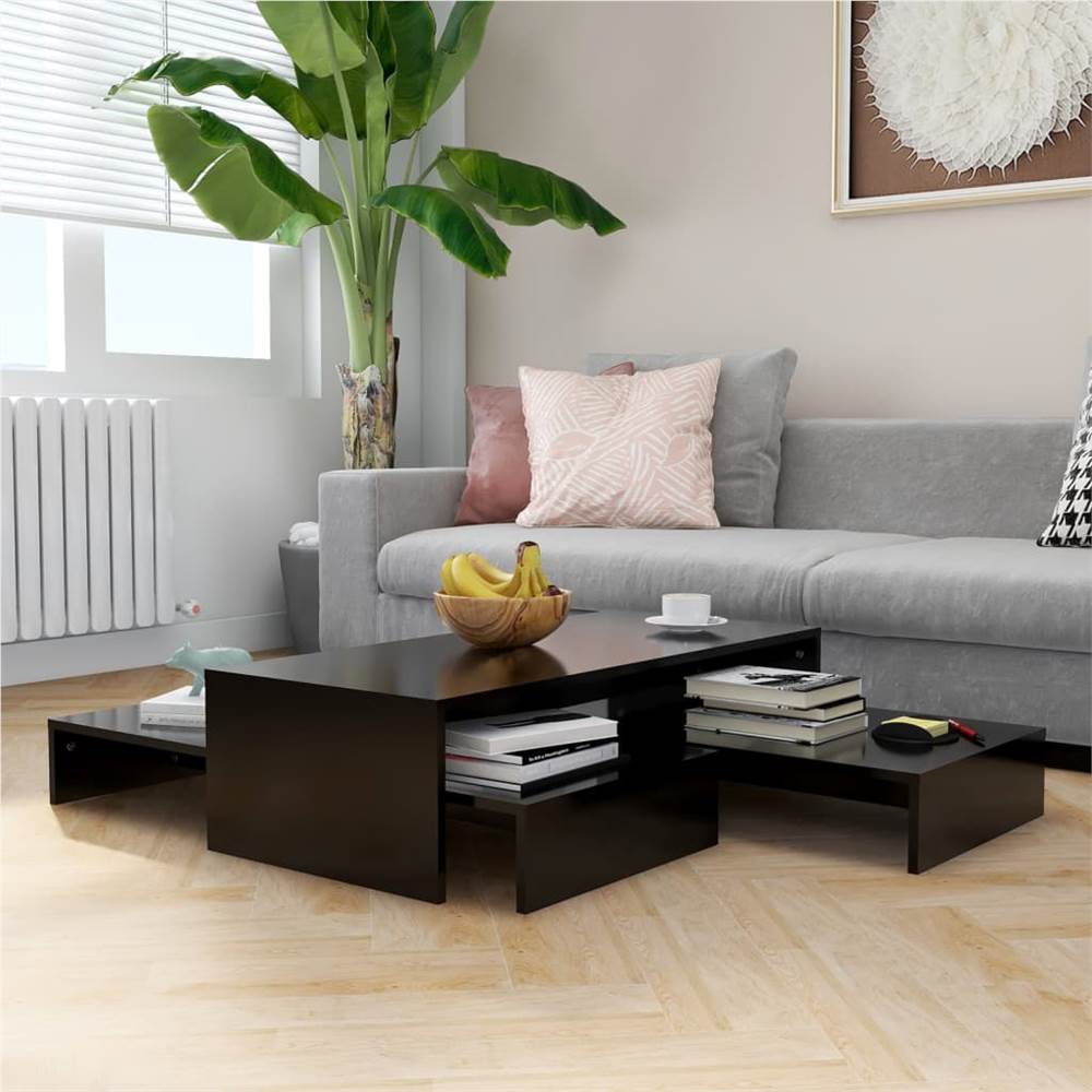 

Nesting Coffee Table Set Black 100x100x26.5 cm Chipboard