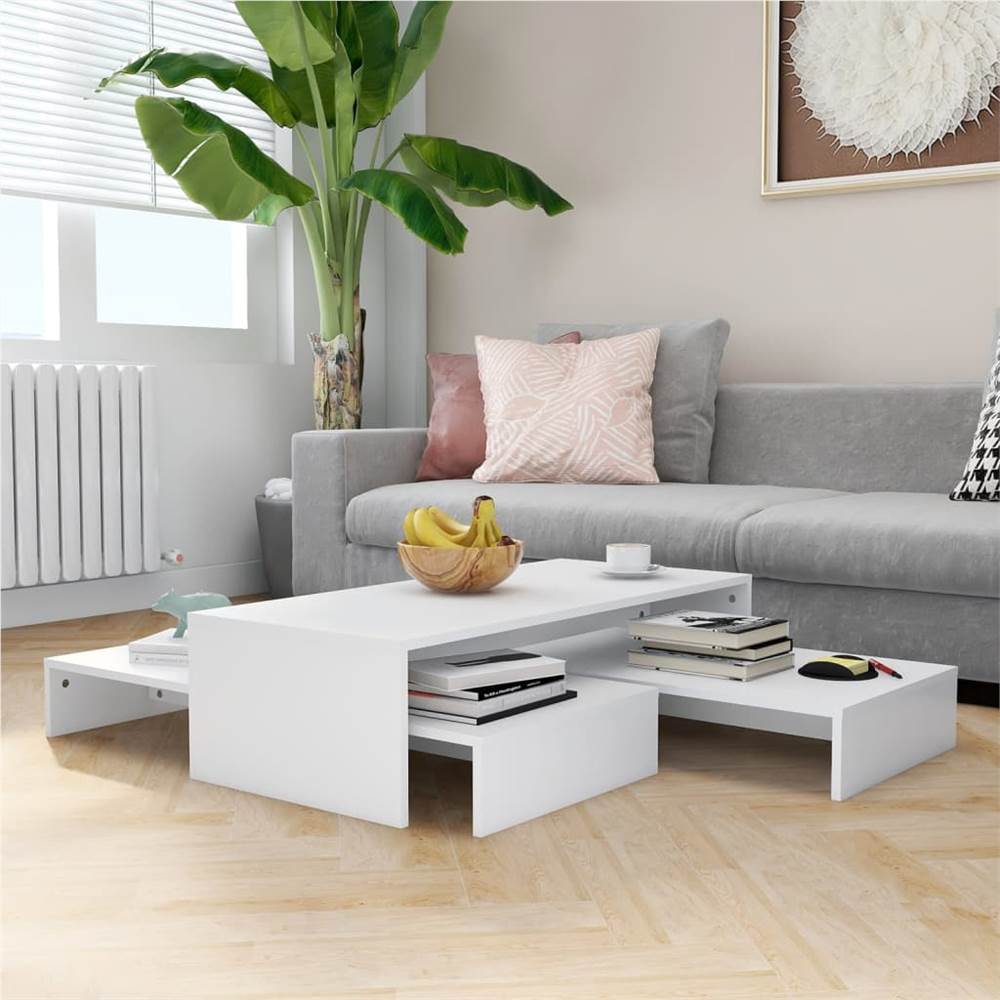 

Nesting Coffee Table Set White 100x100x26.5 cm Chipboard