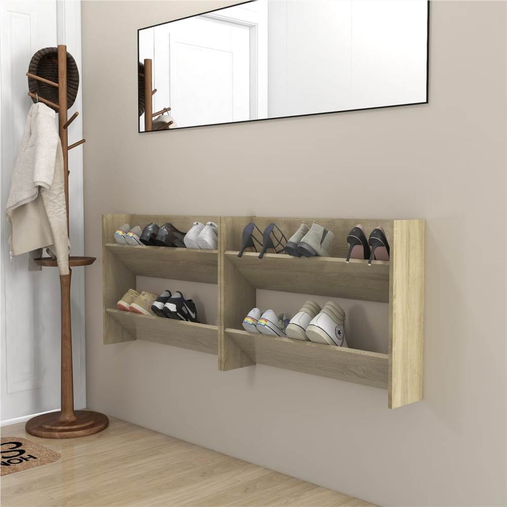 

Wall Shoe Cabinets 2 pcs Sonoma Oak 80x18x60cm Chipboard