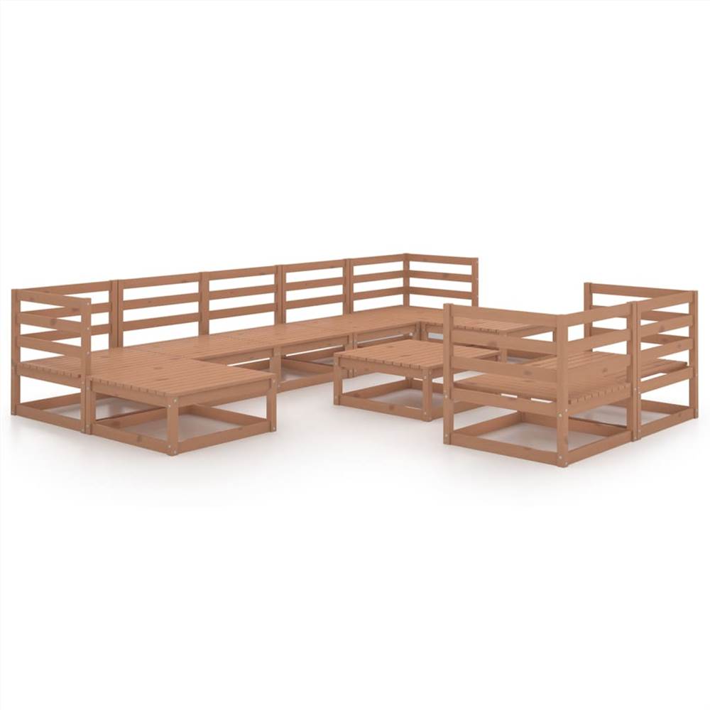 

10 Piece Garden Lounge Set Honey Brown Solid Pinewood