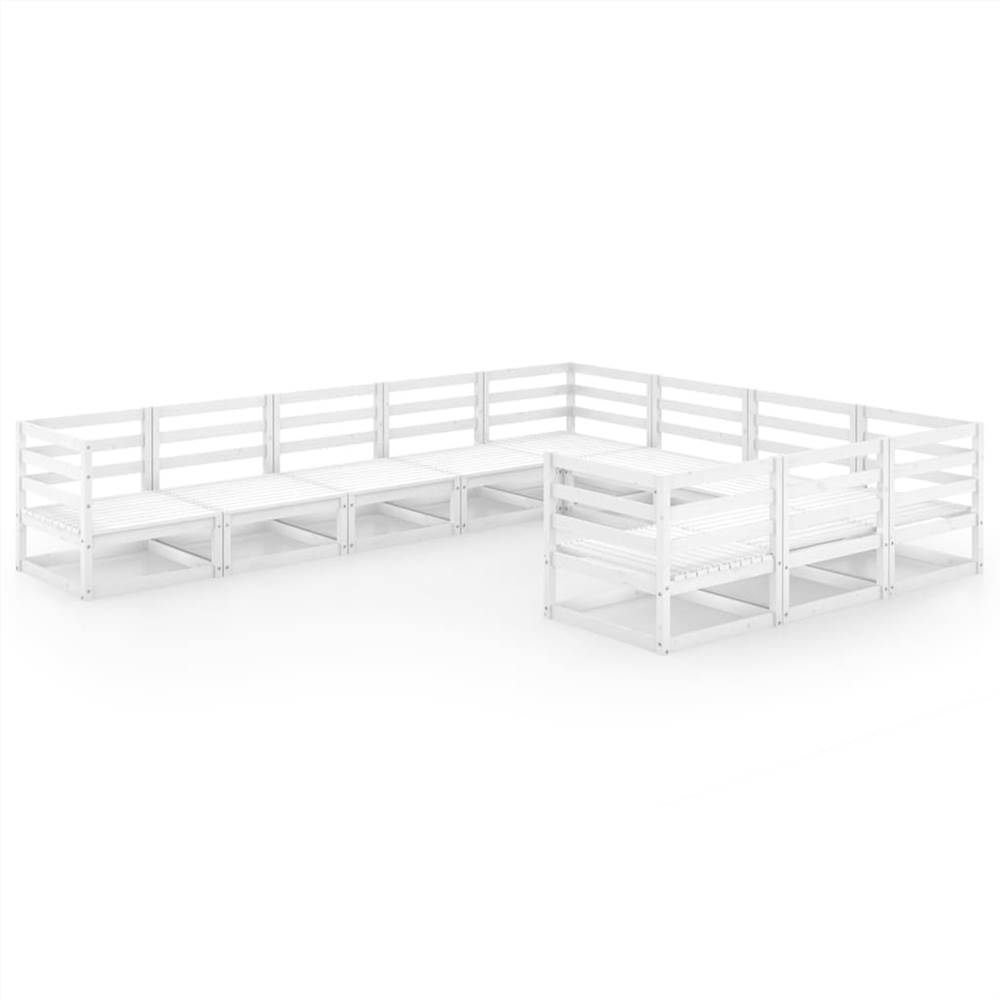 

10 Piece Garden Lounge Set Solid Pinewood